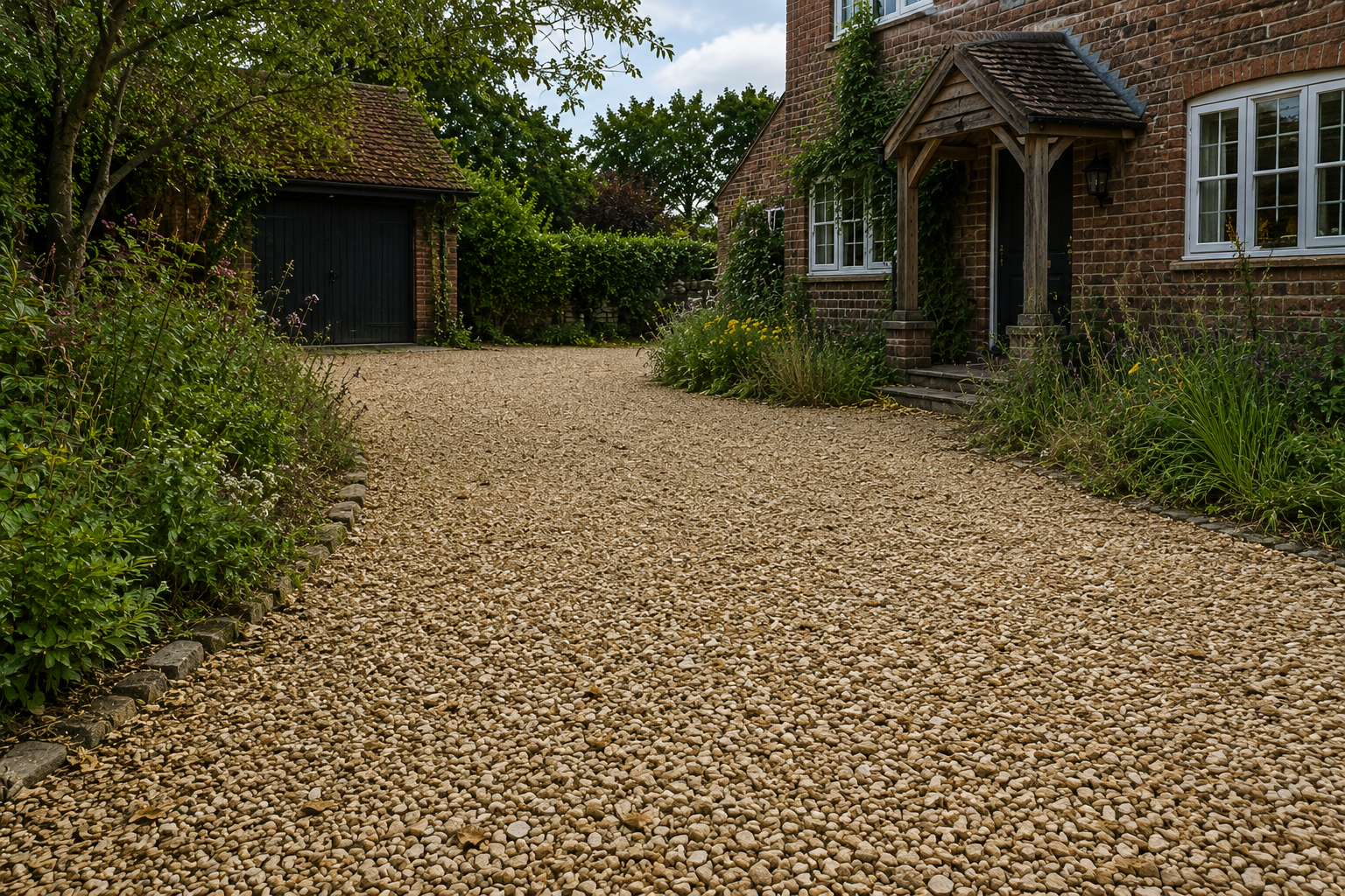 Gravel driveway style for a Guildford home