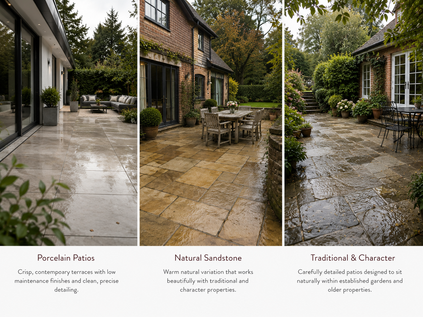 Porcelain patio and terrace at a modern Haslemere home