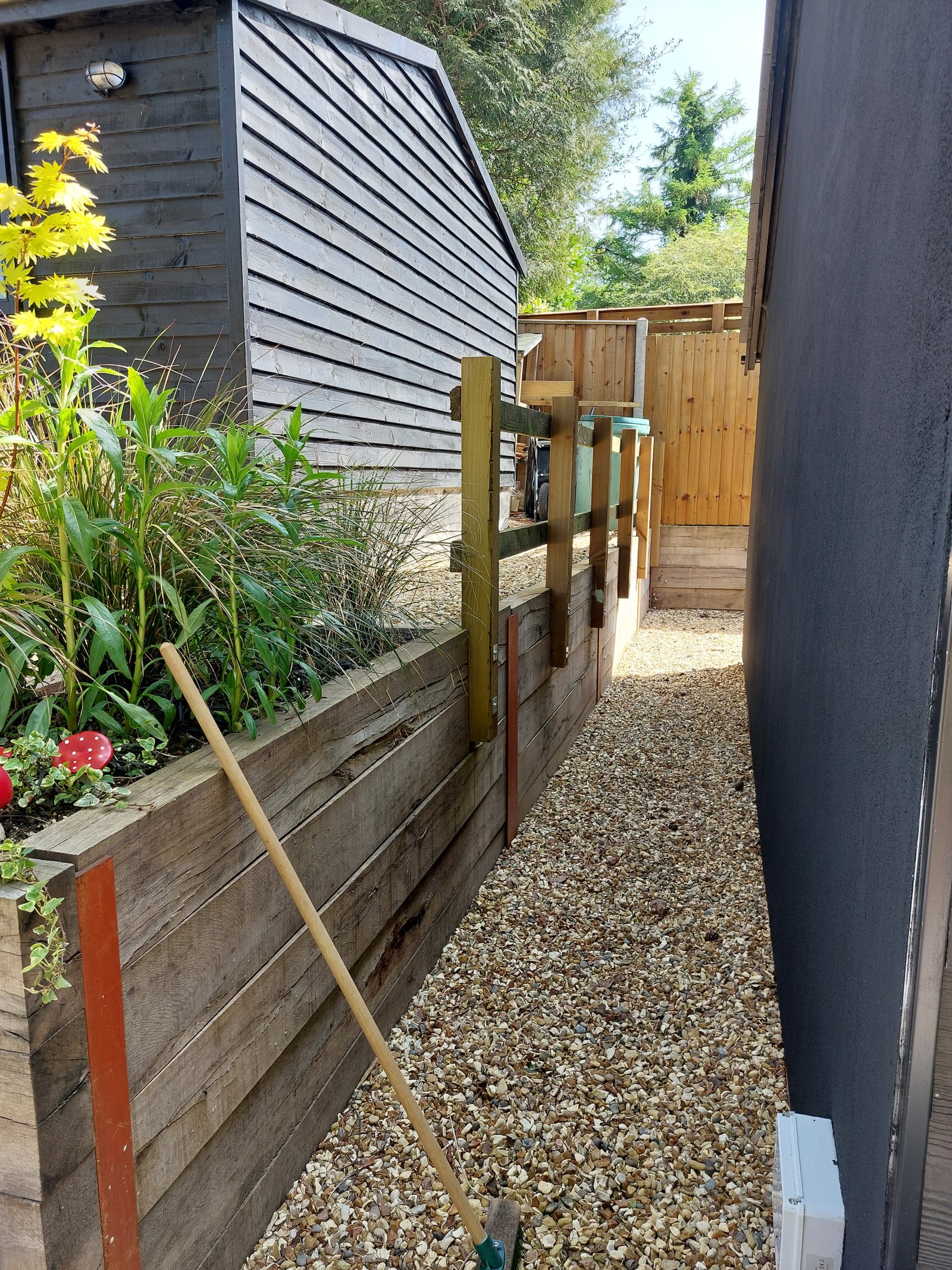 Completed garden wall and landscaped garden in Haslemere
