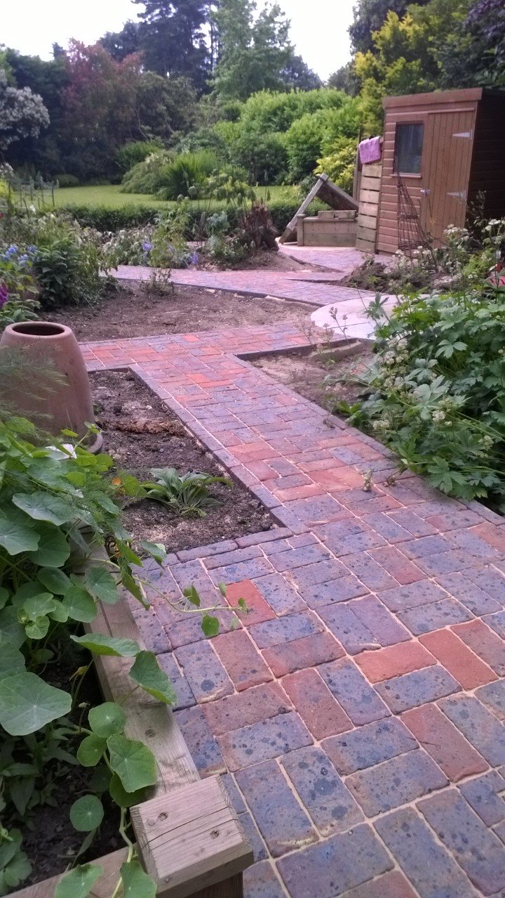 Pedestrian clay block paving and garden pathways in Haslemere