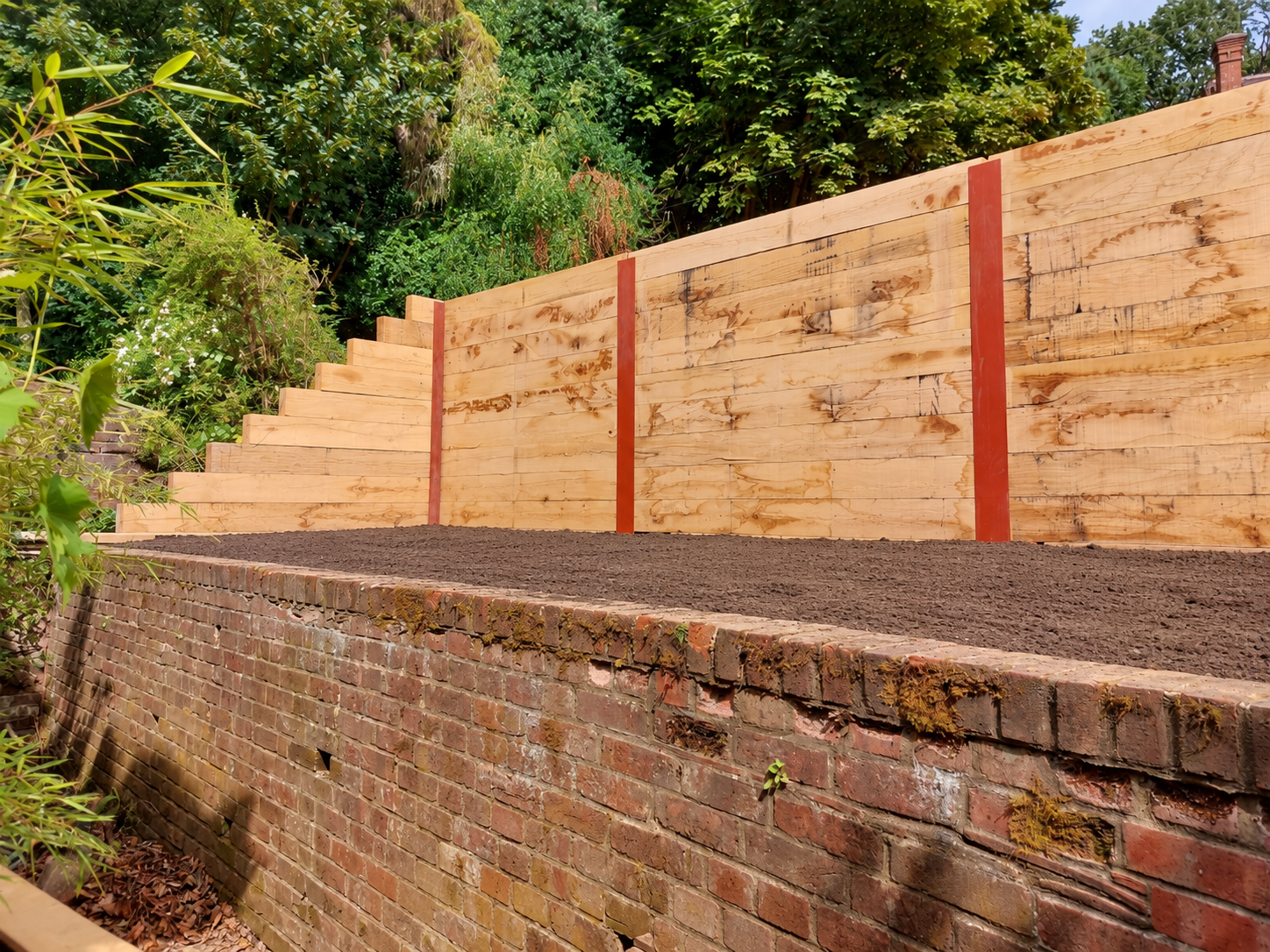 Steel RSJ and sleeper retaining wall project