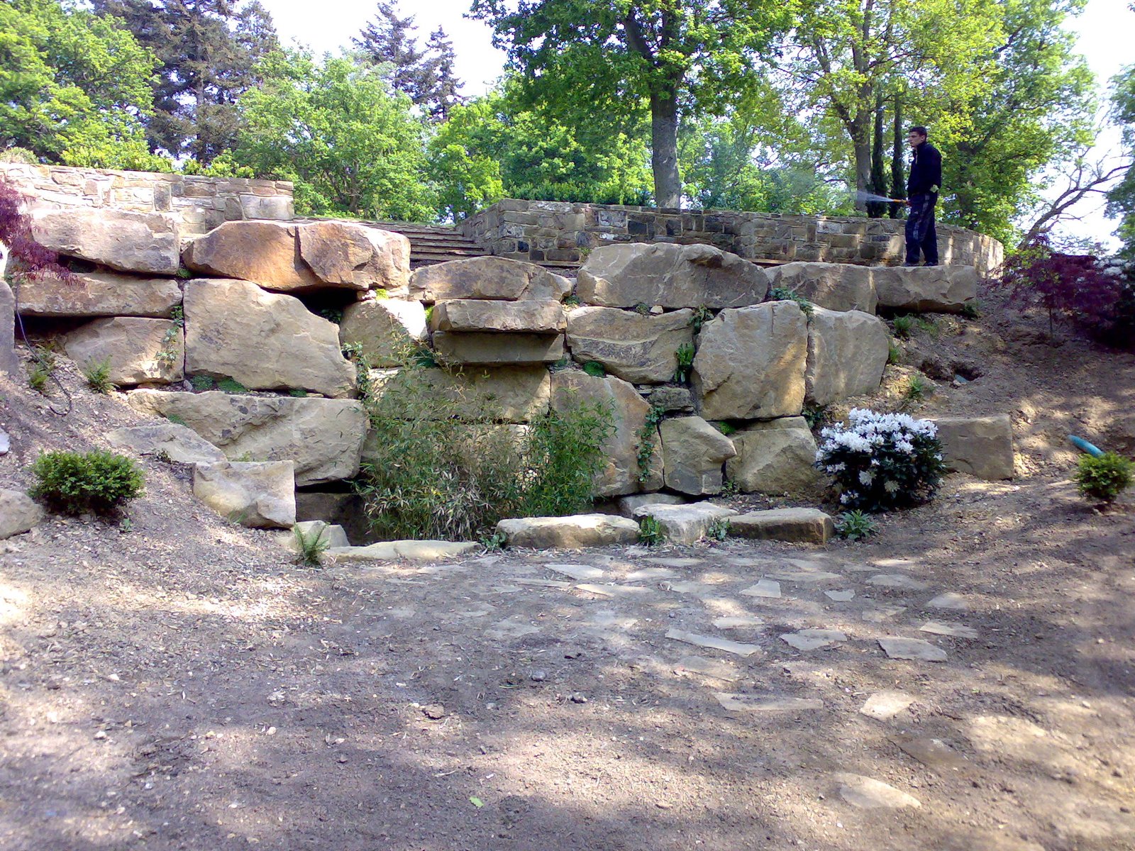 Natural stone wall and landscaped grounds in Haslemere